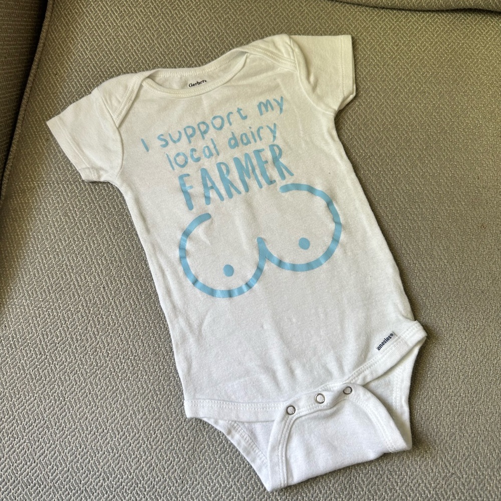 I support my local dairy farmer onesie.